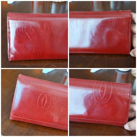 Cartier Happy Birthday Red Bordeaux Patent Leather Wallet - Picture 3 of 16